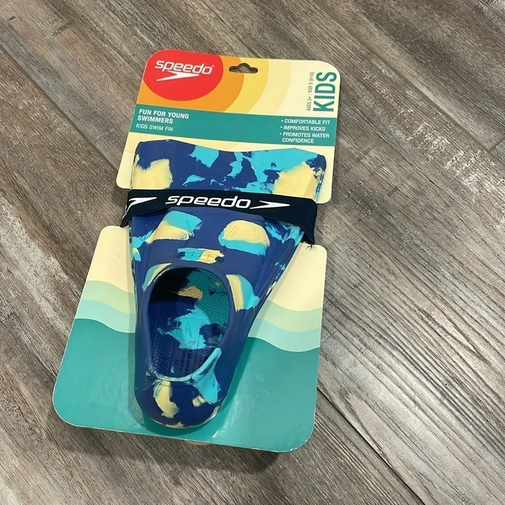 Speedo kids swim fins marble blue small 9-10